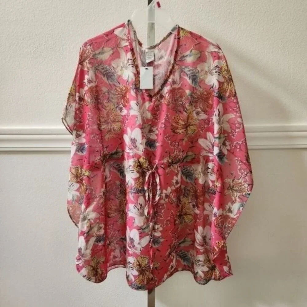 West Loop Women's Chiffon Floral Cover-Up One Size
